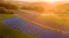 Solarpark im Sonnenuntergang